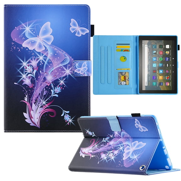 Case for All-New Amazon Fire 7 Tablet (Only fit 12th Generation, 2022 Release) - Multiple Viewing Angles Stand Smart Protective Wallet Case with Auto Sleep/Wake Feature, Fancy Butterfly