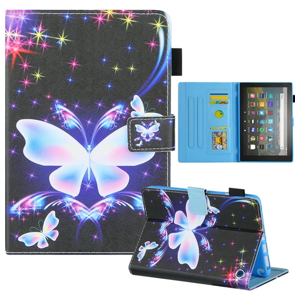 Case for All-New Amazon Kindle Fire 7 Tablet 12th Generation (2022 Release) -Multi-Angle Viewing Stand PU Folio Protection Case with Auto Sleep/Wake,Twinkle Butterfly