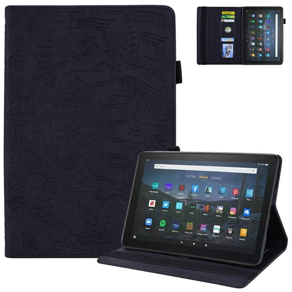 Case for All-New Fire HD 10 & HD 10 Plus 10.1" Tablet (11th Generation, 2021 Release) - Multi-Angle Folio Stand Premium Embossed Leather Protective Smart Cover with Auto Wake Sleep