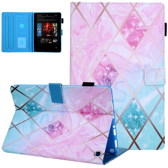 Case for All-New Fire HD 10 & HD 10 Plus Tablet (11th Generation, 2021 Release), Elepower Slim Premium PU Leather Multiple Angle Viewing Folio Stand Smart Cover with Auto Wake/Sleep, Pink Marble