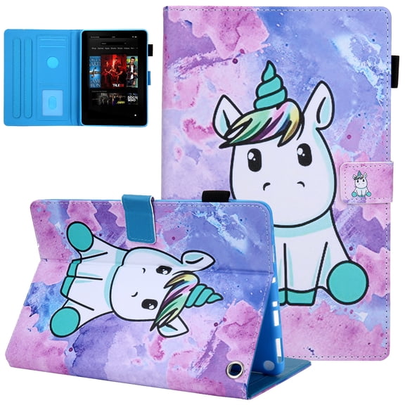 Case for All-New Fire HD 10 & HD 10 Plus Tablet (11th Generation, 2021 Release), Elepower Slim Premium PU Leather Multiple Angle Viewing Folio Stand Smart Cover with Auto Wake/Sleep, Lovely Unicorn
