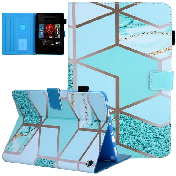 Case for All-New Fire HD 10 & HD 10 Plus Tablet (11th Generation, 2021 Release), Elepower Slim Premium PU Leather Multiple Angle Viewing Folio Stand Smart Cover with Auto Wake/Sleep, Green Marble