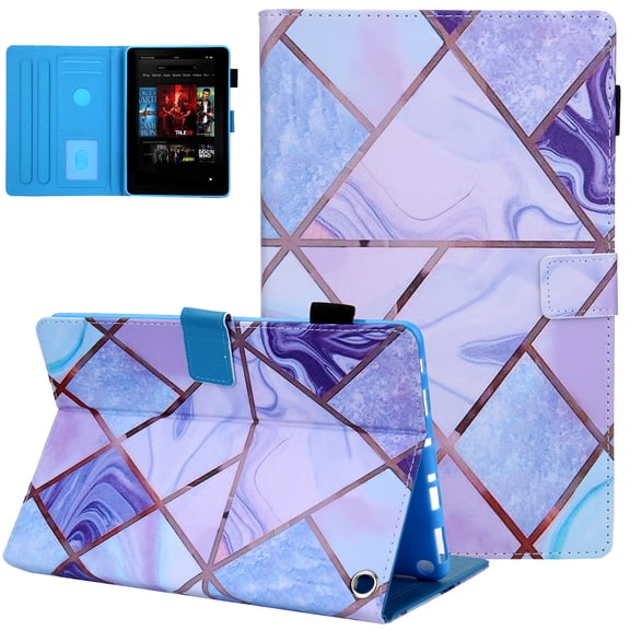 Case for All-New Fire HD 10 & HD 10 Plus Tablet (11th Generation, 2021 Release), Elepower Slim Premium PU Leather Multiple Angle Viewing Folio Stand Smart Cover with Auto Wake/Sleep, Marble Purple