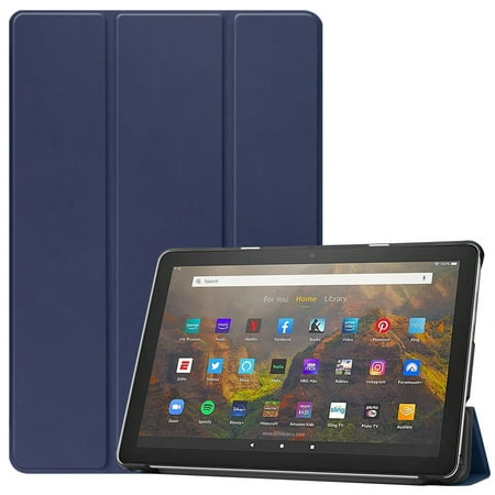 Case for All-New Fire HD 10 & HD 10 Plus Tablet (11th Generation, 2021 Release), Slim Lightweight Faux Leather Smart Trifold Stand Cover with Auto Wake/Sleep, Blue