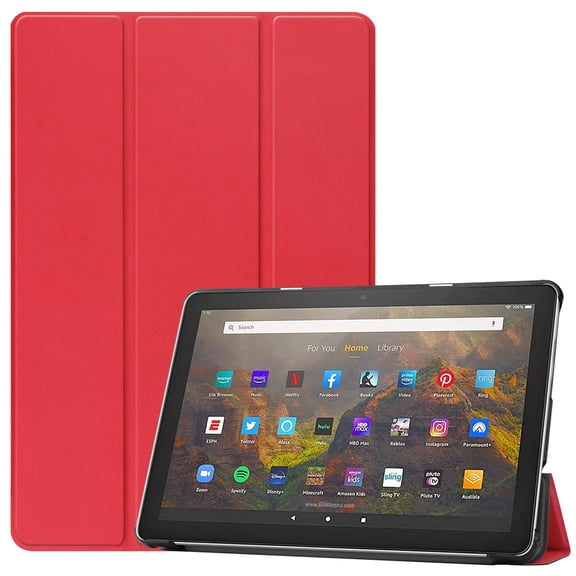 Case for All-New Fire HD 10 & HD 10 Plus Tablet (11th Generation, 2021 Release), Slim Lightweight Faux Leather Smart Trifold Stand Cover with Auto Wake/Sleep, Red