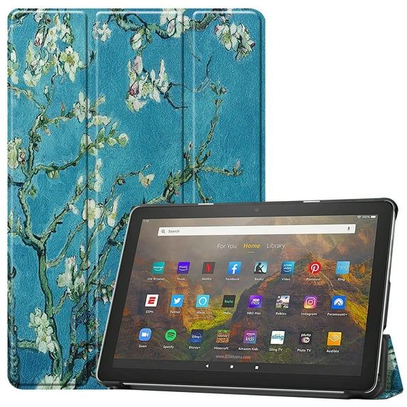 Case for All-New Fire HD 8 & HD 8 Plus Tablet (10th Generation, 2020 Release), Slim Lightweight Faux Leather Smart Trifold Stand Cover with Auto Wake/Sleep, Blossom
