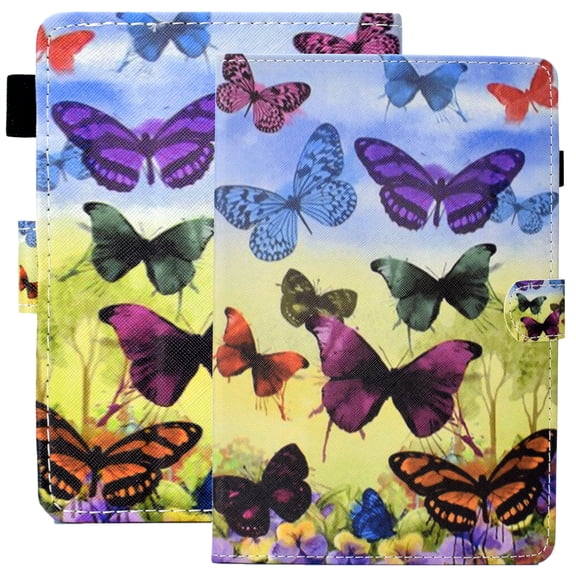 Case for All-New Kindle Paperwhite 6.8" (11th generation-2021 Release) E-reader - Cute Cartoon Flip Cover with Card Holders, Slim Lightweight PU Leather/Silicone Composite Case (Colorful Butterfly)