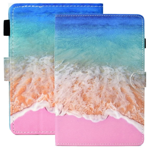 Case for All-New Kindle Paperwhite 6.8" Display (11th generation-2021 Release) E-reader - Cute Cartoon Flip Cover with Card Holders, Slim Lightweight PU Leather/Silicone Composite Case (Pretty Beach)