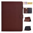 thumbnail image 1 of Case for Amazon Fire 7 2015/2017/2019, Carbon Fiber Texture PU Leather Multi-Angle Viewing Stand Shockproof Flip Case with Card Slots Magnetic Clasp, for Amazon Fire 7 2015/2017/2019, Brown, 1 of 6