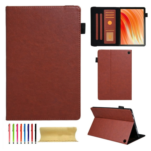 Case for Amazon Fire HD 10 13th Generation 2023, PU Leather Folio Multi-Angle Viewing Stand Card Slots Case with Elastic Band Auto Wake/Sleep Magnetic Case Cover for Fire HD 10 13th Gen, Brown