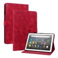 thumbnail image 1 of Case for Amazon Fire HD 8 8th/7th/6th Generation 2018/2017/2016, Flower Pattern PU Leather Multi-Angle Viewing Stand Shockproof Flip Case with Card Slot, Magnetic Clasp, Pencil Slot, Red, 1 of 7