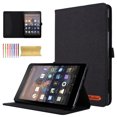 thumbnail image 1 of Case for Amazon Fire HD10/HD10 Plus 13th Generation 2023, Fabric PU Leather Folio Cover Soft TPU Inner Multiple Viewing Angles Stand with Card Slots - Black, 1 of 6