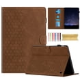 thumbnail image 1 of Case for Amazon Fire Max 11 13th Generation 2023, Embossed PU Leather Cover Flip with Smart Auto Wake / Sleep Stand Function Pencil Holder and Card Slots & Footgrip Case, Brown, 1 of 5