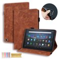 thumbnail image 1 of Case for Amazon Fire Max 11, 3D Embossed Multi Viewing Angle Stand PU Leather Premium Luxury Slim Cover Folio Case Cover with Stylus Holder for Amazon Fire Max 11 13th Generation 2023, Brown, 1 of 6