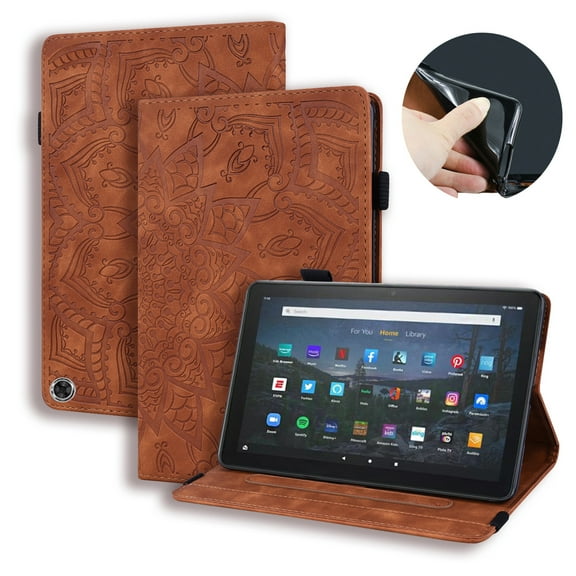 Case for Amazon Fire Max 11 inch 13th Gen 2023, Multi-Angle Viewing Folio Stand Smart Shell Embossed Pattern PU Leather Cover with Auto Sleep/Wake with Pencil Holder Card Slot Tablet Case, Brown