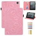 thumbnail image 1 of Case for Amazon Kindle Fire 7 12th Gen 2022, 3D Embossed Multi Viewing Angle Stand PU Leather Premium Luxury Slim Cover Folio Case Cover with Stylus Holder for Fire 7 12th Generation,Pink, 1 of 5