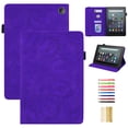 thumbnail image 1 of Case for Amazon Kindle Fire 7 12th Gen 2022, 3D Embossed Multi Viewing Angle Stand PU Leather Premium Luxury Slim Cover Folio Case Cover with Stylus Holder for Fire 7 12th Generation,Purple, 1 of 5