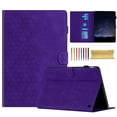 thumbnail image 1 of Case for Amazon Kindle Fire 7 12th Gen 2022, Embossed PU Leather Cover Flip with Smart Auto Wake / Sleep Stand Function Pencil Holder and Card Slots & Footgrip Case, Purple, 1 of 5