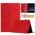 thumbnail image 1 of Case for Amazon Kindle Fire 7 12th Gen 2022, Embossed PU Leather Cover Flip with Smart Auto Wake / Sleep Stand Function Pencil Holder and Card Slots & Footgrip Case, Red, 1 of 5