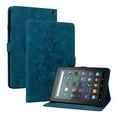 thumbnail image 1 of Case for Amazon Kindle Fire 7 12th Gen 2022, Flower Pattern PU Leather Multi-Angle Viewing Stand Shockproof Flip Case with Card Slot, Magnetic Clasp, Pencil Slot for Fire 7 2022, Darkblue, 1 of 7