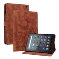 thumbnail image 1 of Case for Amazon Kindle Fire 7 12th Gen 2022, Flower Pattern PU Leather Multi-Angle Viewing Stand Shockproof Flip Case with Card Slot, Magnetic Clasp, Pencil Slot for Fire 7 2022, Brown, 1 of 7