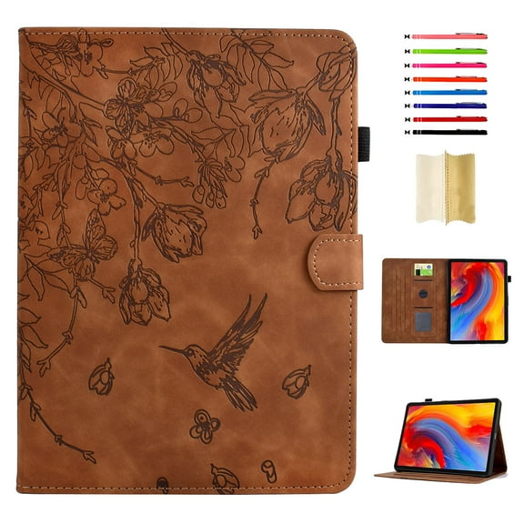 Case for Amazon Kindle Fire HD8 / HD8 Plus 2020/2022, Classic PU Leather Folio Kickstand Magnetic Closure Slim Fit Cover with Auto Wake/Sleep Function Embossing - Brown