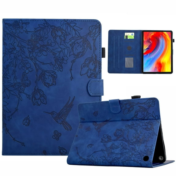 Case for Amazon Kindle Fire HD8 / HD8 Plus 2020/2022, PU Leather Kickstand Shockproof Flip Case with Card Slots & Pencil Slot & Magnetic Clasp Auto Sleep / Wake Function Cover, Darkblue