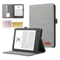 thumbnail image 1 of Case for Amazon Kindle Paperwhite (11th Generation) 2021, Fabric PU Leather Folio Cover Soft TPU Inner Multiple Viewing Angles Stand with Card Slot - Gray, 1 of 6