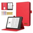 thumbnail image 1 of Case for Amazon Kindle Paperwhite (11th Generation) 2021, Fabric PU Leather Folio Cover Soft TPU Inner Multiple Viewing Angles Stand with Card Slot - Red, 1 of 6