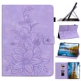 thumbnail image 1 of Case for Amazon Kindle Paperwhite (11th Generation) 2021, Flower Pattern PU Leather Multi-Angle Viewing Stand Shockproof Flip Case with Card Slot, Magnetic Clasp, Pencil Slot, Purple, 1 of 7