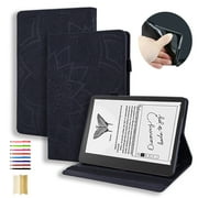 Case for Amazon Kindle Scribe 10.2 Inch, 3D Embossed Multi Viewing Angle Stand PU Leather Premium Luxury Slim Cover Folio Case Cover with Stylus Holder for Amazon Kindle Scribe 10.2, Black