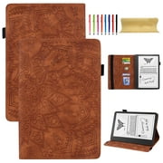 Case for Amazon Kindle Scribe 10.2 Inch, 3D Embossed Multi Viewing Angle Stand PU Leather Premium Luxury Slim Cover Folio Case Cover with Stylus Holder for Amazon Kindle Scribe 10.2, Brown