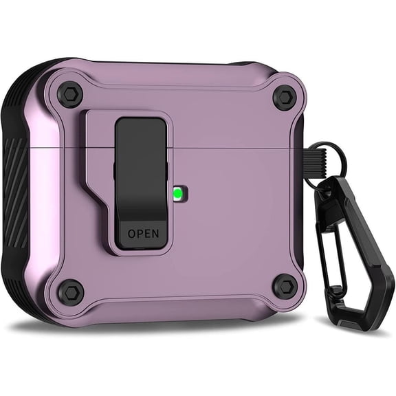 Case for Apple Airpods 3rd Generation Cover with Lock, Cool AirPods 3 Case with Keychain for Men Women Military Hard Shell Rugged Shockproof Air Pod 3 Case for AirPod 3rd Gen Case 2021