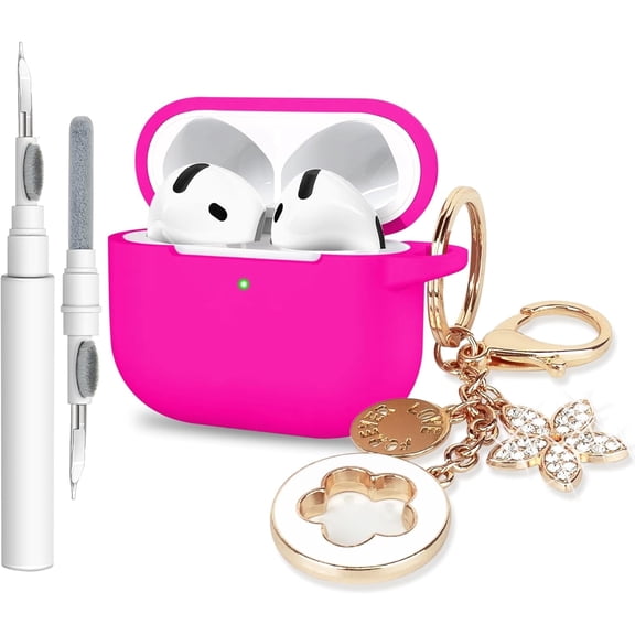 Case for Apple Airpods 4 -  Airpods 4 Cases 2025 Cover Women Anti-Drop Silicone iPods 4 Earbuds Wireless Accessorie Charging Cases Girl Bling Keychain for Airpod iPods 4th Generation