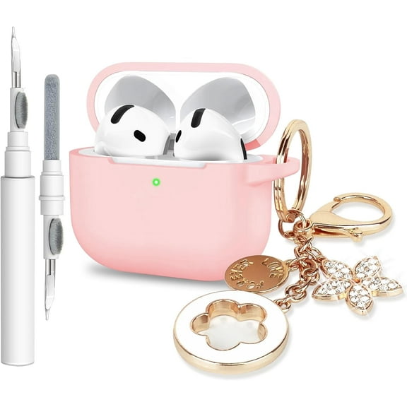 Case for Apple Airpods 4 -  Airpods 4 Cases 2025 Cover Women Anti-Drop Silicone iPods 4 Earbuds Wireless Accessorie Charging Cases Girl Bling Keychain for Airpod iPods 4th Generation