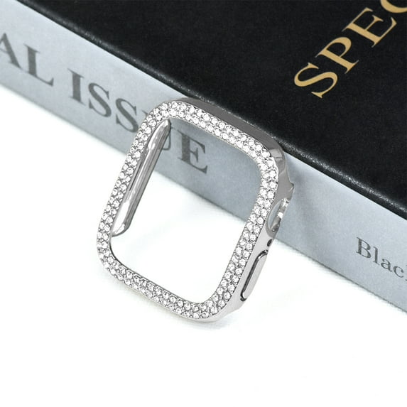 Case for Apple Watch Series 10 46mm Women Girls, Bling Crystal Diamond Rhinestone Ultra-Thin Bumper Fame Cover Protective Case for iWatch 46mm Accessories,Silver