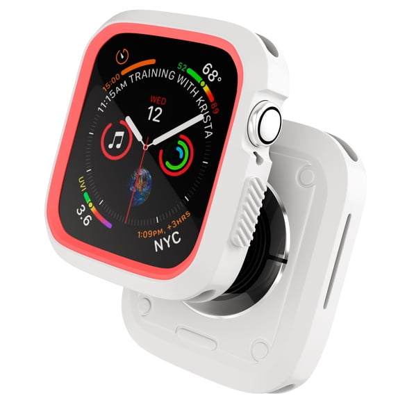 Case for Apple Watch Series 3 2 1 38mm Shockproof Protective Heavy Duty Bumper Cover Case - Impact Resistant - Shock Absorbent iWatch Case for Women, Men, Kids, White, Pink