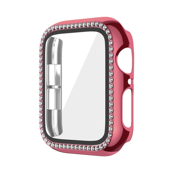 Case for Apple Watch Series 3/2/1 42mm With Tempered Glass Screen Protector, Bling Crystal Diamond Rhinestone Ultra-Thin Bumper Full Cover Protective Case for iWatch 42mm Accessories,Pink