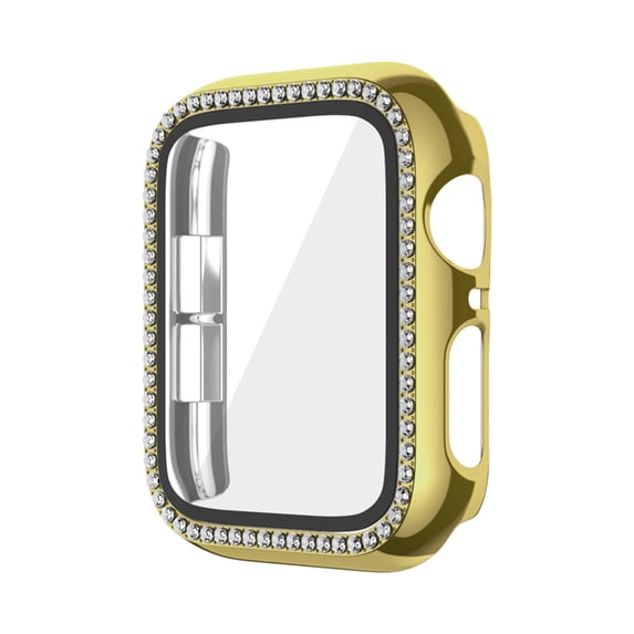 Case for Apple Watch Series 3/2/1 42mm With Tempered Glass Screen Protector, Bling Crystal Diamond Rhinestone Ultra-Thin Bumper Full Cover Protective Case for iWatch 42mm Accessories,Gold