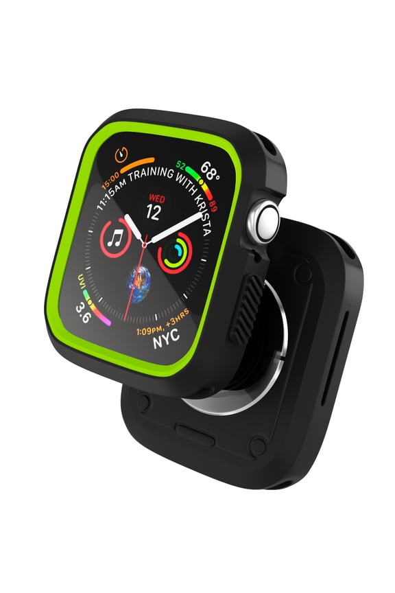 Case for Apple Watch Series 7 45mm Shockproof Protective Heavy Duty Bumper Cover Case - Impact Resistant - Shock Absorbent iWatch Case for Women, Men, Kids, Black, Neon Green