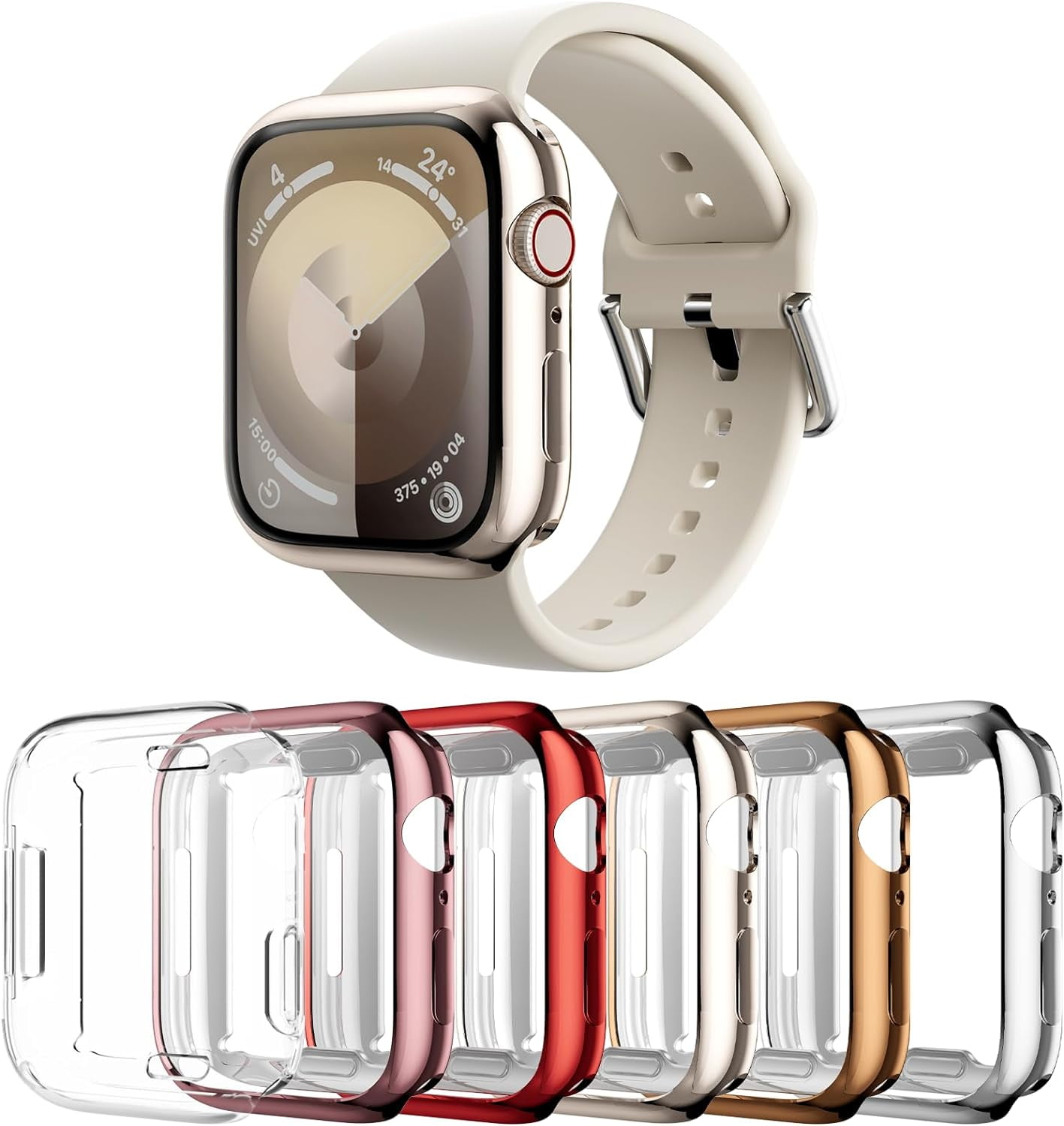 Case for Apple Watch Series 9 8 7 45mm 6 Pack Soft TPU Screen Protector Ultra Thin Full Face Cover Replacement Bumper Accessories for iPhone Watch iWatch Series 9 8 7 45mm Walmart