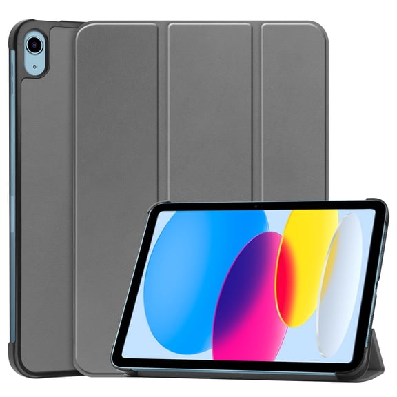 Case for Apple iPad 10th Generation 10.9 Inch Case 2022, PU Leather Thin Slim Lightweight Trifold Shell Corner Protection Smart Folio Cover with Auto Sleep/Wake and Support Pencil Holder, Gray