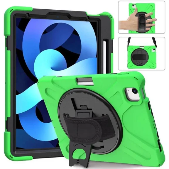 Case for Apple iPad Air 11 inch (M4/M3/M2)/ Air 5th/4th Gen 10.9"/ Pro 11 inch 4th/3rd/2nd/1st Gen, Shockproof Protective Kids Case with Pencil Holder, Rotating Hand Strap & Stand