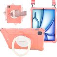thumbnail image 1 of Case for Apple iPad Pro 11 5th 4th 3rd 2nd 1st Gen/ iPad Air 11 2024 M2/Air 4 5, Soft Silicone Drop Protection Rotating Kickstand with Shoulder Strap Pencil Holder Kids Friendly Lightweight, Pink, 1 of 6