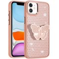 thumbnail image 1 of Case for Apple iPhone 11 Butterfly Moveable Grip 3D Pop Stand Full Diamond Bling Sparkling TPU Fashion Hybrid, XPM Phone Cover fit iPhone 11 [Rose Gold], 1 of 6