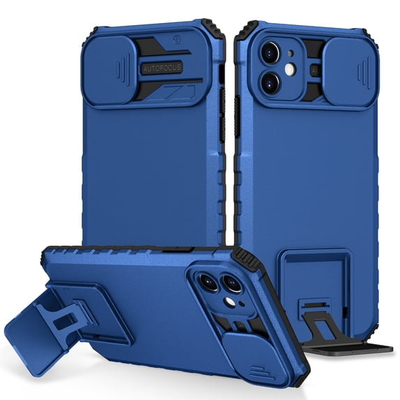 Case for Apple iPhone 11, Luxury Slide Lens Cover Shockproof Drop Protection Kickstand Holder Ultra Slim Lightweight Phone Case Cover for iPhone 11, Blue