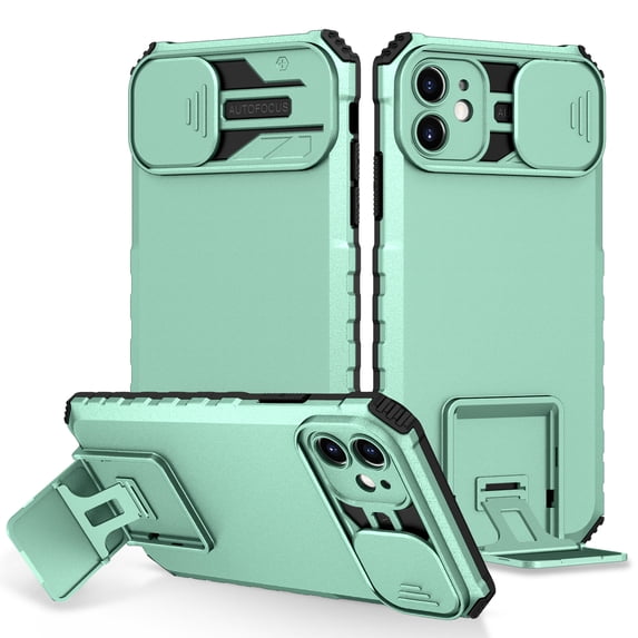 Case for Apple iPhone 11, Luxury Slide Lens Cover Shockproof Drop Protection Kickstand Holder Ultra Slim Lightweight Phone Case Cover for iPhone 11, Lightblue