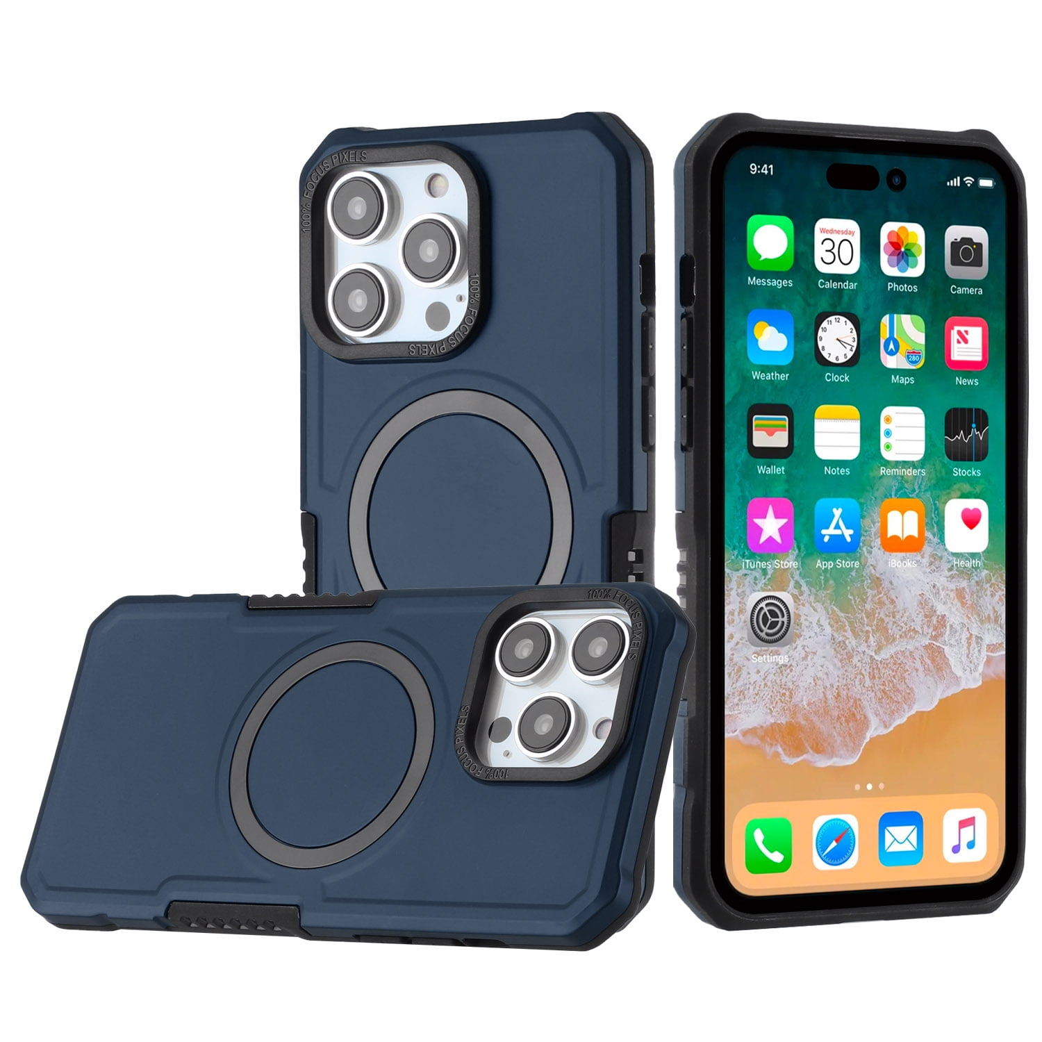 Case for Apple iPhone 11 Pro Max Hybrid Grip Metal Ring Compatible