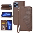 thumbnail image 1 of Case for Apple iPhone 13 Pro, Magnetic Matte Premium PU Leather Stand Flip Cover with Card Slots and Wallet, Shockproof and Full Body Protection Compatible with iPhone 13 Pro - Brown, 1 of 10