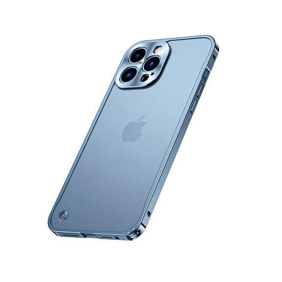 Case for Apple iPhone 14 Pro Max 6.7 inch (2022), Matte Clear Acrylic Hard Back Shockproof Case [Metal Lens Frame] [Yellow Resistant & Anti-Scratch] Slim Thin Transparent Frost Cover, Blue